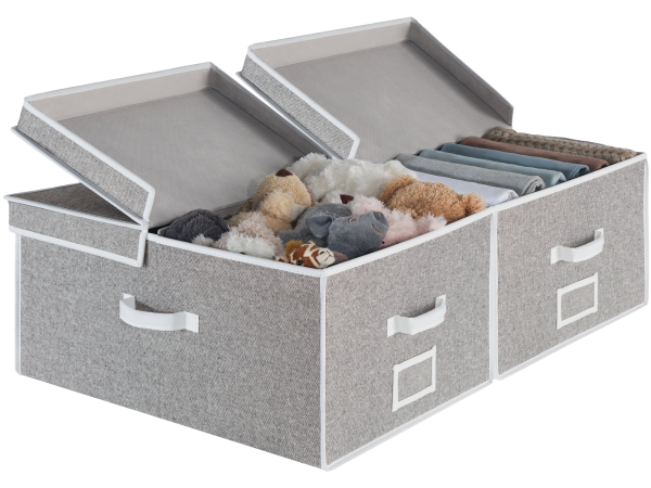 StorageWorks Extra Large Storage Bins with Lids, 55L Decorative Organizer