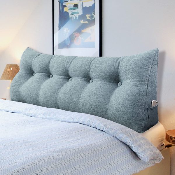 U-SHARE Ergonomics Headboard Pillow for California King Size Bed, Multifunctional Upholstered Headboard Pillows, Triangular Long Wedge Pillow for Wall No Need to Assembly Yellow - Image 8