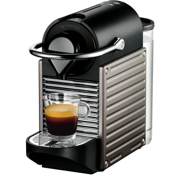 Breville Nespresso Pixie Single-Serve Espresso Machine in Electric Titanium and Aeroccino Milk Frother in Black - Image 2