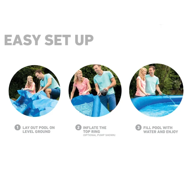Intex Easy Set 15ft x 33in Inflatable Kid Family Swimming Pool with Filter Pump - Image 12