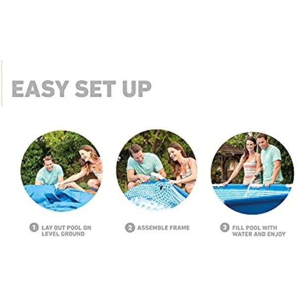 Intex 12 Ft x 30 Inches Metal Frame Set Above Ground Swimming Pool with Filter & Cover - Image 3