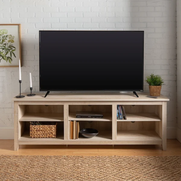 Woven Paths Open Storage TV Stand for TVs up to 80, Espresso