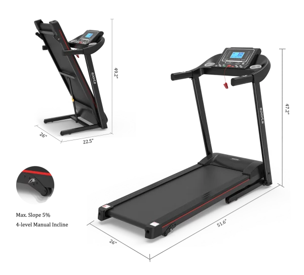 Sport Foldable Treadmill 2.0HP Electric Treadmill with Bluetooth and cell phone support weighs 260 LBS - Image 5