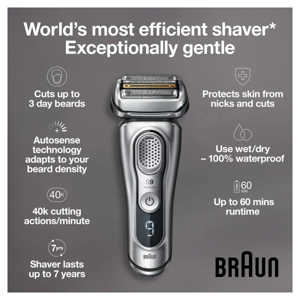 Braun Series 9 9330s Mens Wet Dry Electric Shaver with Charging Stand - Image 3