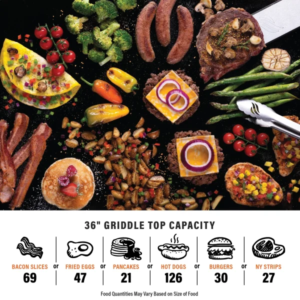 Blackstone Original 4-Burner 36" Propane Griddle with Hood and Omnivore Griddle Plate - Image 6