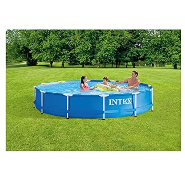 Intex 12 Ft x 30 Inches Metal Frame Set Above Ground Swimming Pool with Filter & Cover - Image 8
