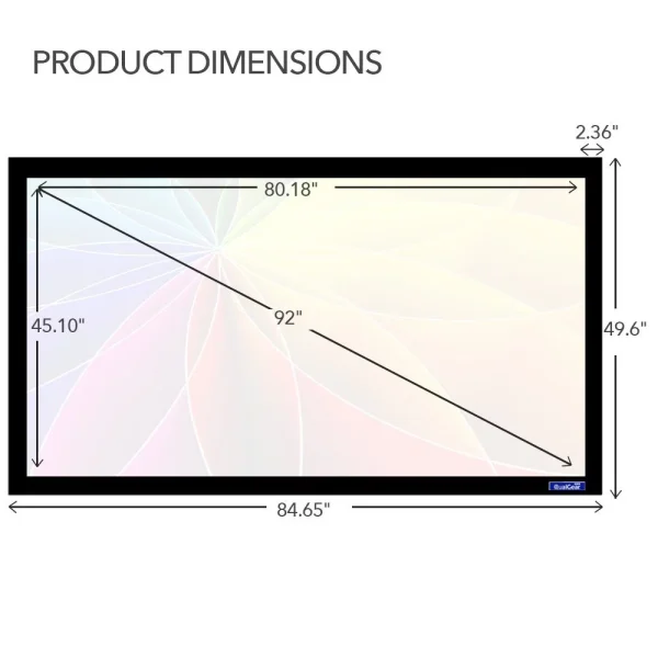 QualGear 92-Inch Fixed Frame Projector Screen, 16:9 4K HD High Definition 1.0 Gain Acoustic White (QG-PS-FF6-169-92-A) - Image 5