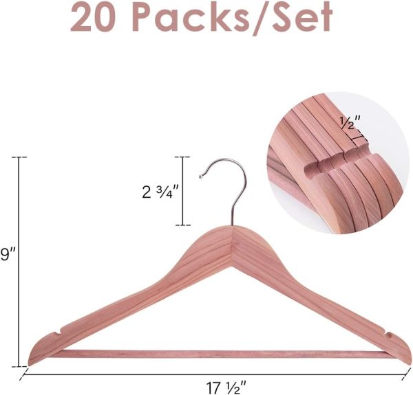 StorageWorks Cedar Wood Clothes Hangers for Shirts, Jackets, Pants, Suits, Sweaters - Image 2