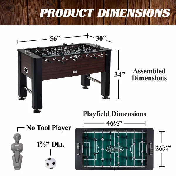 Barrington 56 inch Premium Furniture Foosball Soccer Table - Image 3