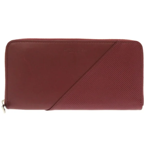 Pre-Owned Bottega Veneta Marco Polo Leather Bordeaux 573431 Round Long Wallet Red (Fair)