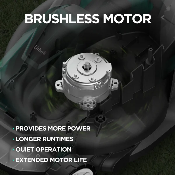 Litheli 20V 13 Cordless Lawn Mower 16.34 in with Brushless Motor + 4.0Ah Battery & Charger 27.3 lb, Manpower driven - Image 4