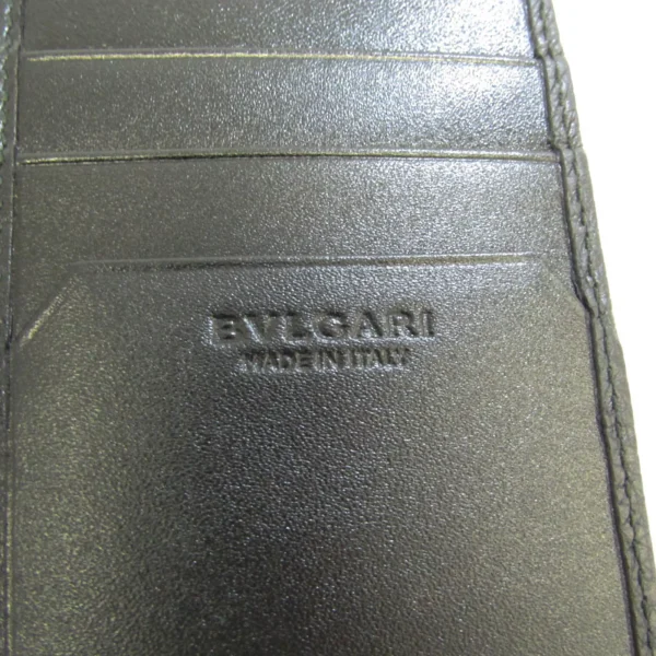 Pre-Owned Bvlgari 36966 Men's Leather Long Wallet (bi-fold) Black (Good) - Image 7