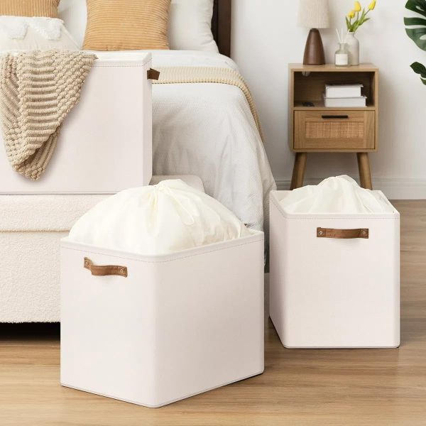 StorageWorks 3 Pack Extra Large Fabric Storage Bins with Drawstring Closure - Image 5
