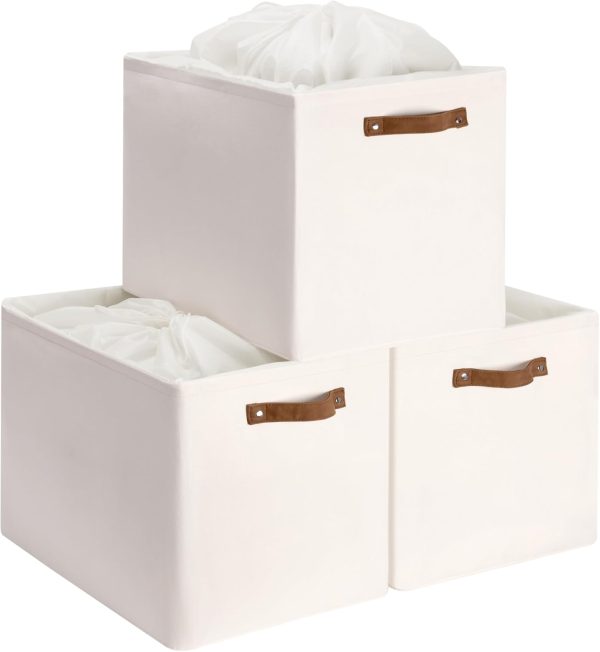 StorageWorks 3 Pack Extra Large Fabric Storage Bins with Drawstring Closure