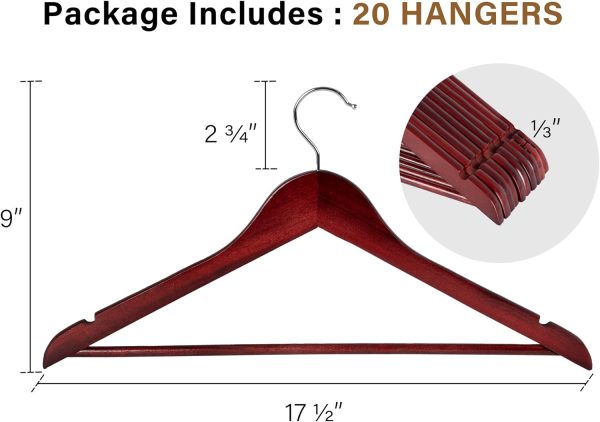 StorageWorks Wooden Hangers for Coats, Shirts, Jackets, Pants, Suits - Image 2