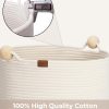 StorageWorks 58L Cotton Rope Laundry Basket with Wooden Beads Handles - Image 4