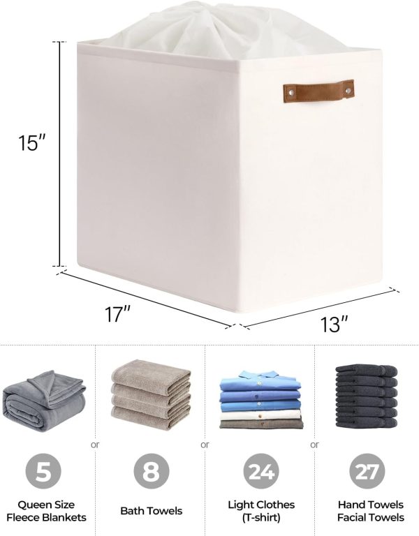 StorageWorks 3 Pack Extra Large Fabric Storage Bins with Drawstring Closure - Image 2