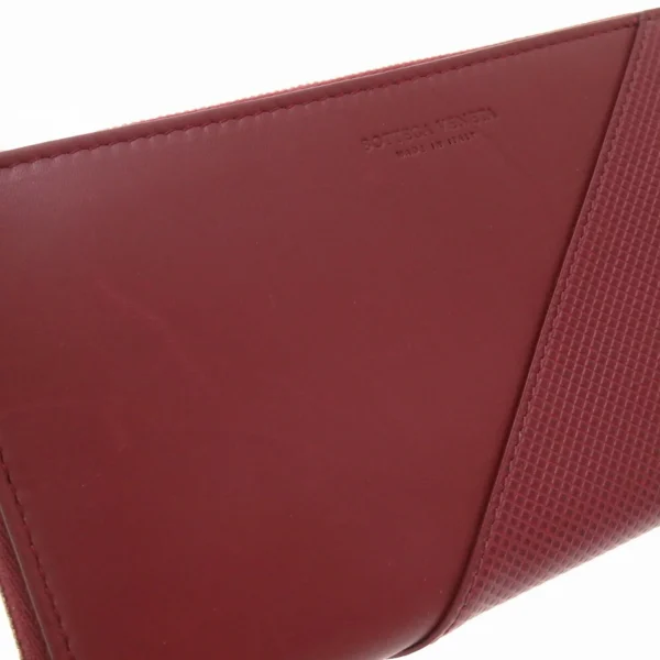 Pre-Owned Bottega Veneta Marco Polo Leather Bordeaux 573431 Round Long Wallet Red (Fair) - Image 5