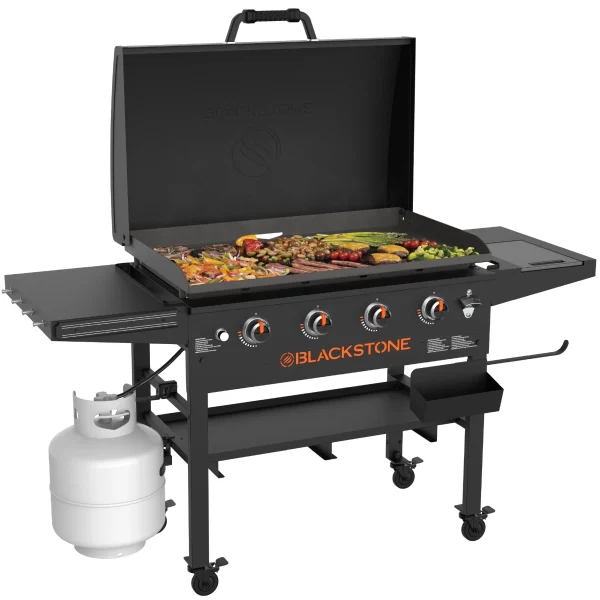 Blackstone Original 4-Burner 36" Propane Griddle with Hood and Omnivore Griddle Plate