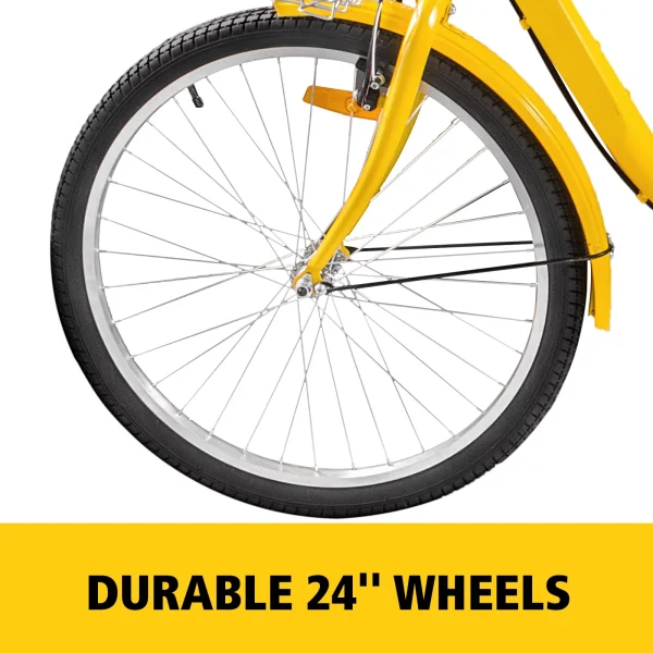 VEVOR 24Adult Tricycle 7-Speed Three Wheel Bike Cruise Bike ,Seat Adjustable Trike with Bell, Brake System and Basket Cruiser Bicycles Size for Shopping - Image 7