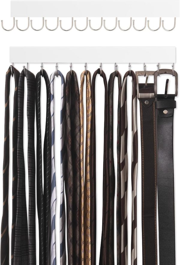 StorageWorks Tie Rack with Hooks, Wall-Mounted Wooden Hangers - Image 10