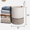 StorageWorks 58L Cotton Rope Laundry Basket with Wooden Beads Handles - Image 2