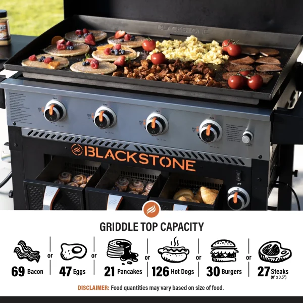 Blackstone 4-Burner 36 Propane Griddle with Air Fryer and Hood - Image 6