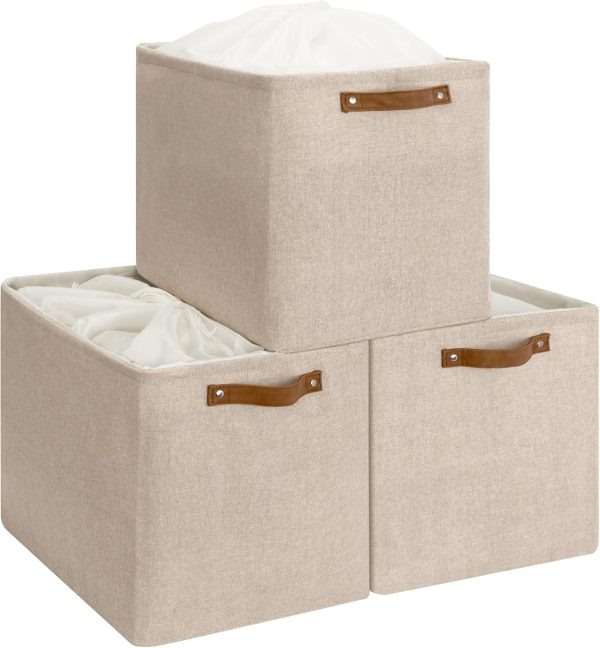StorageWorks 3 Pack Extra Large Fabric Storage Bins with Drawstring Closure - Image 9