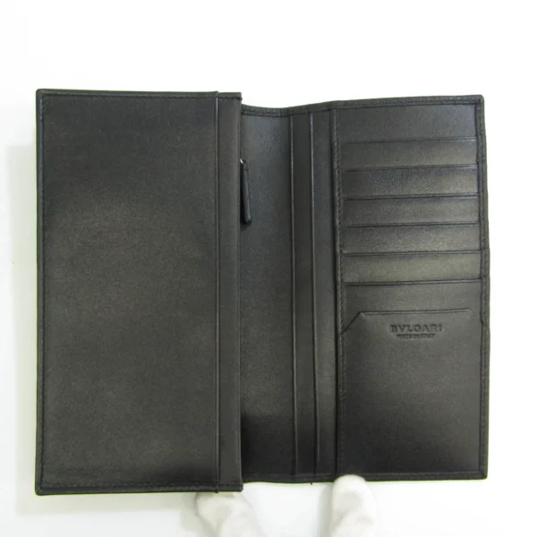 Pre-Owned Bvlgari 36966 Men's Leather Long Wallet (bi-fold) Black (Good) - Image 3
