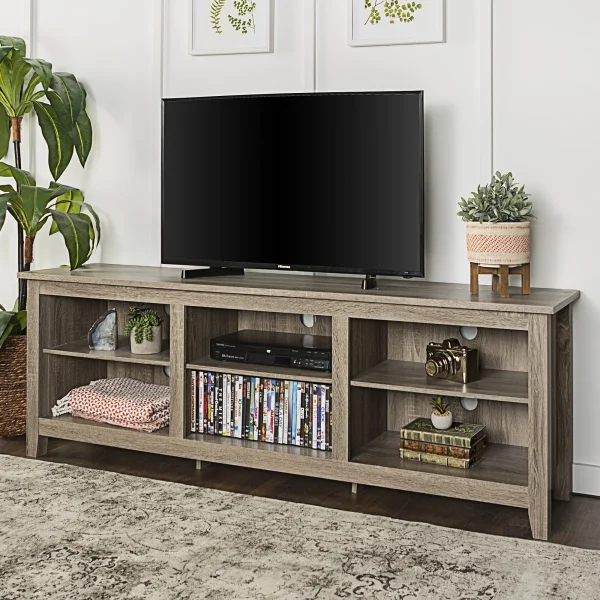 Woven Paths Open Storage TV Stand for TVs up to 80, Espresso - Image 12