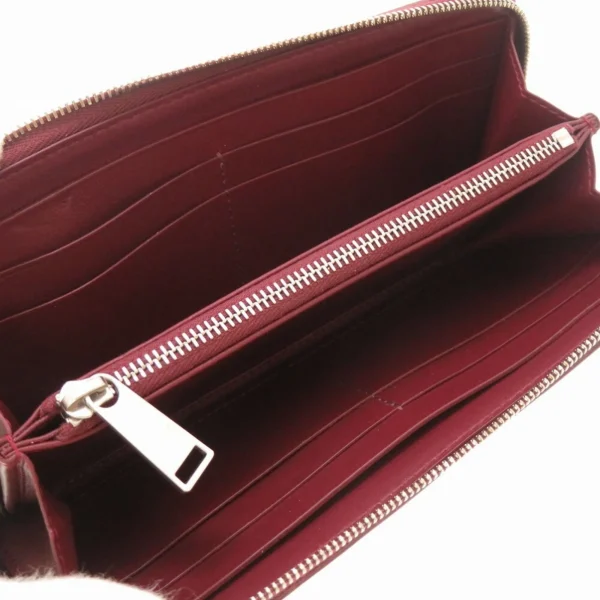Pre-Owned Bottega Veneta Marco Polo Leather Bordeaux 573431 Round Long Wallet Red (Fair) - Image 4