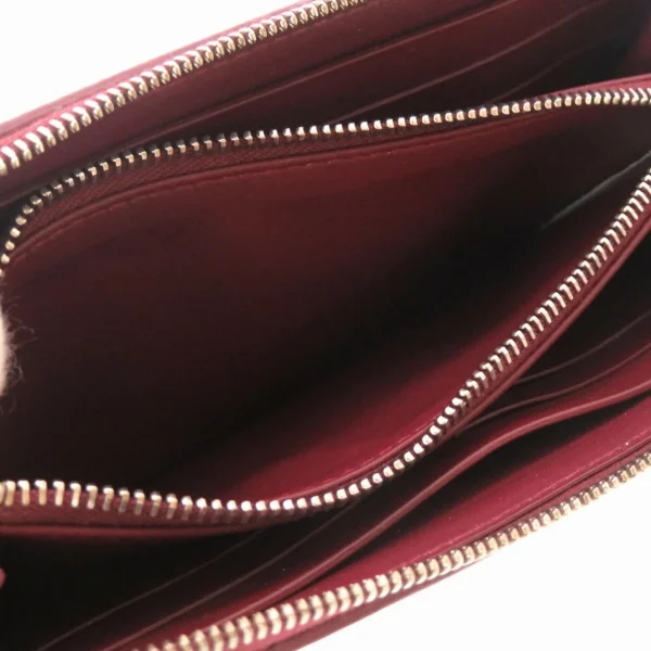 Pre-Owned Bottega Veneta Marco Polo Leather Bordeaux 573431 Round Long Wallet Red (Fair) - Image 6