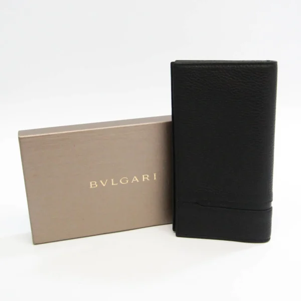 Pre-Owned Bvlgari 36966 Men's Leather Long Wallet (bi-fold) Black (Good) - Image 10