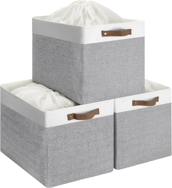 StorageWorks 3 Pack Extra Large Fabric Storage Bins with Drawstring Closure - Image 7