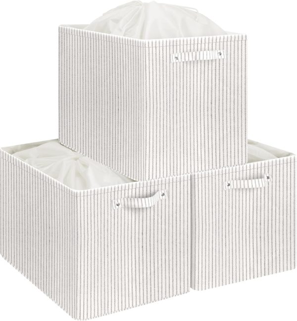 StorageWorks 3 Pack Extra Large Fabric Storage Bins with Drawstring Closure - Image 8