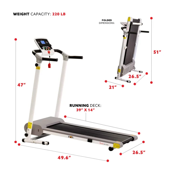 Sunny Health & Fitness Easy Assembly Motorized Treadmill for Walking, Running, Home Gym Workout Exercise, Foldable, SF-T7610 - Image 5