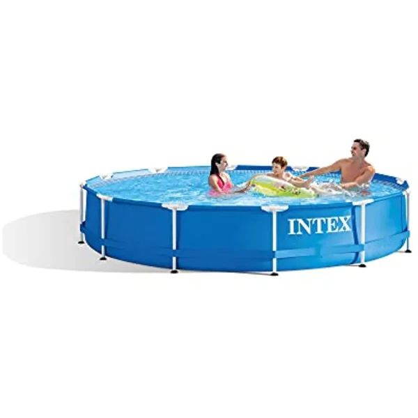 Intex 12 Ft x 30 Inches Metal Frame Set Above Ground Swimming Pool with Filter & Cover - Image 2