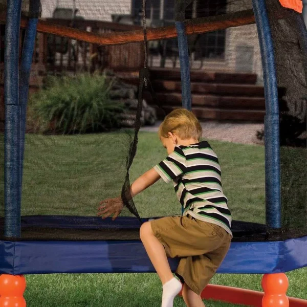 Little Tikes 7-Foot Trampoline, with Enclosure, Blue/Orange - Image 3