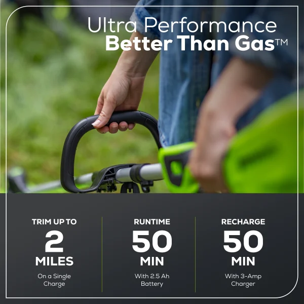 Greenworks 60V 16" Front Mount String Trimmer + 2.5Ah Battery & 3A Charger 2134302 - Image 4