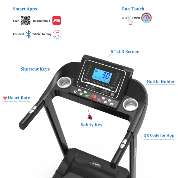 Sport Foldable Treadmill 2.0HP Electric Treadmill with Bluetooth and cell phone support weighs 260 LBS - Image 3