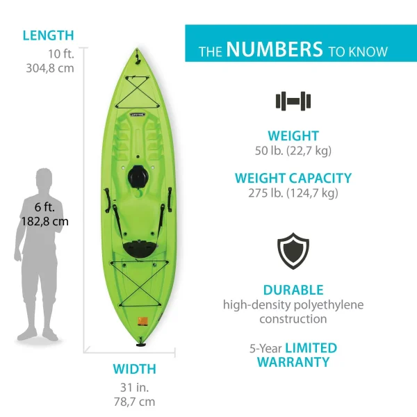 Lifetime Tahoma 10 ft Sit-on-Top Kayak, Lime Green (90816) - Image 2