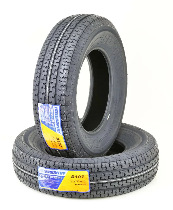 Free Country Heavy Duty Trailer Tires ST 205/75R14 8PR Load Range D Radial w/Side Scuff Guard, Set of 2