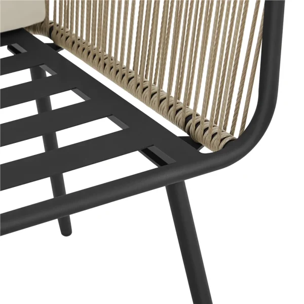 Yaheetech 3-Piece Outdoor Metal Frame Wicker Bistro Set, Tan/Cream - Image 5