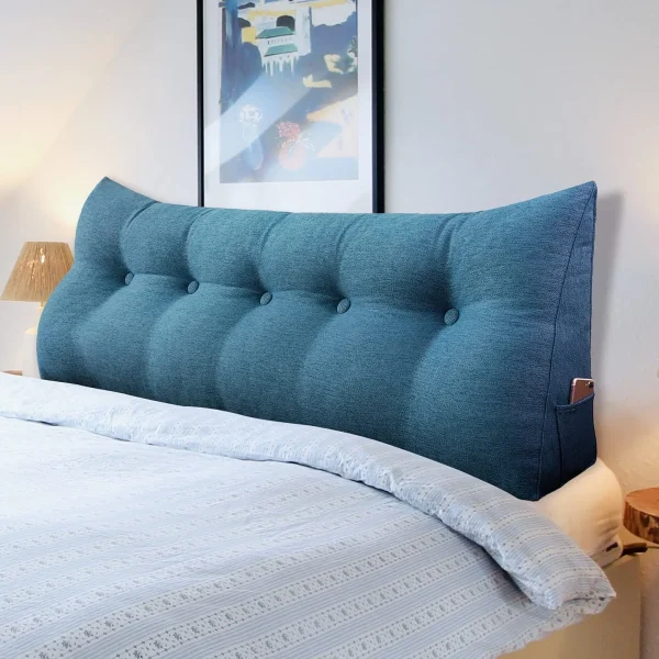 U-SHARE Ergonomics Headboard Pillow for California King Size Bed, Multifunctional Upholstered Headboard Pillows, Triangular Long Wedge Pillow for Wall No Need to Assembly Yellow