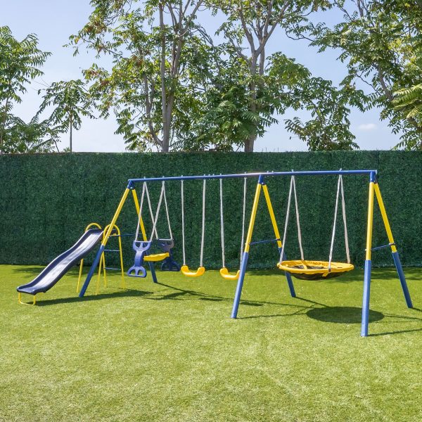 Sportspower Super Star Metal Swing Set with Saucer Swing, Glider Swing, Lifetime Warranty on Blow Molded Slide, and Bonus Anchor Kit - Image 8