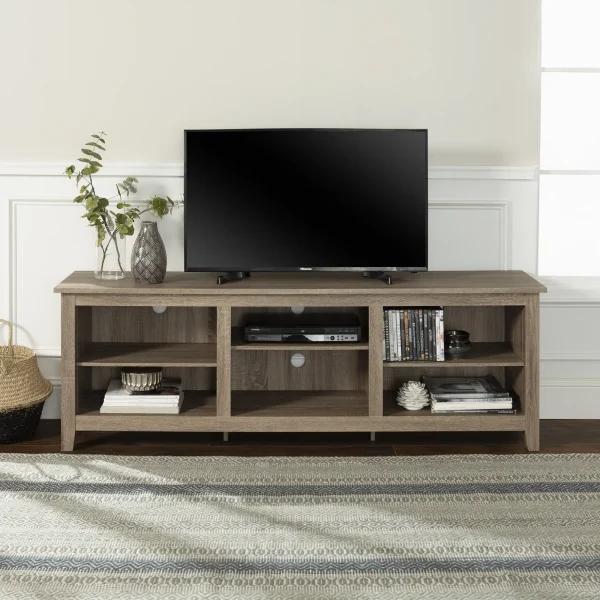 Woven Paths Open Storage TV Stand for TVs up to 80, Espresso - Image 11