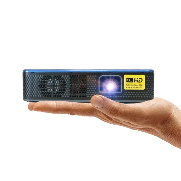 Pre-Owned AAXA M7 Native 1080P FHD Portable DLP Movie Projector, 1200 LED Lumen, 3 Hour Battery, 4K 30 FPS Ready, Electric Focus, 15000mah , HDMI/USB-C/USB/microSD Input, 30000h LED (Good)
