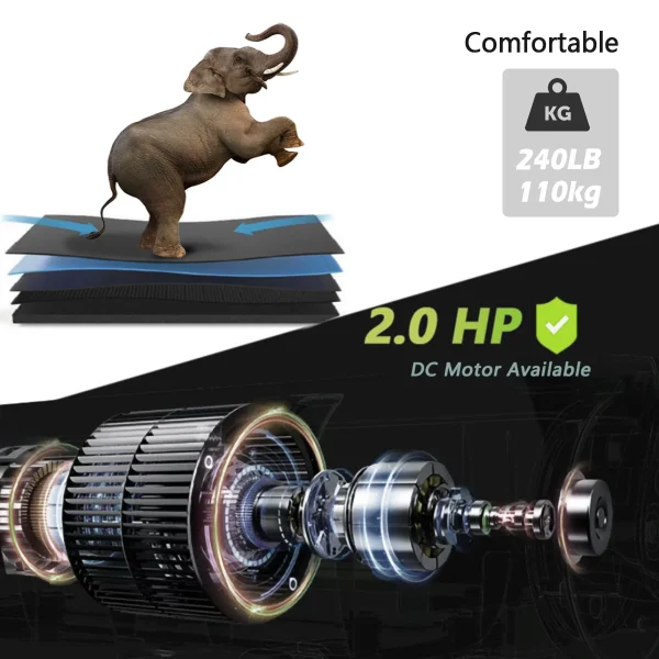 Sport Foldable Treadmill 2.0HP Electric Treadmill with Bluetooth and cell phone support weighs 260 LBS - Image 4