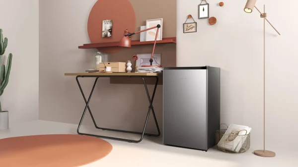 Hisense 4.4 Cu ft. Single Door Mini Fridge with Chiller, Silver 18.7 Width - Image 3