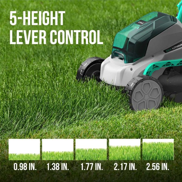 Litheli 20V 13 Cordless Lawn Mower 16.34 in with Brushless Motor + 4.0Ah Battery & Charger 27.3 lb, Manpower driven - Image 2
